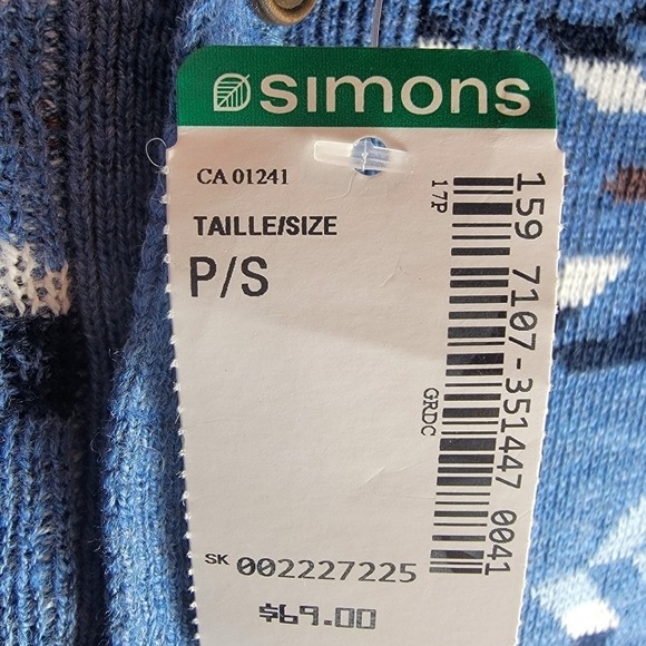 LE 31 X SIMONS Henley Sweater Men's Sz Small Blue Aztec Knit Grunge Soft Cotton - Picture 9 of 13